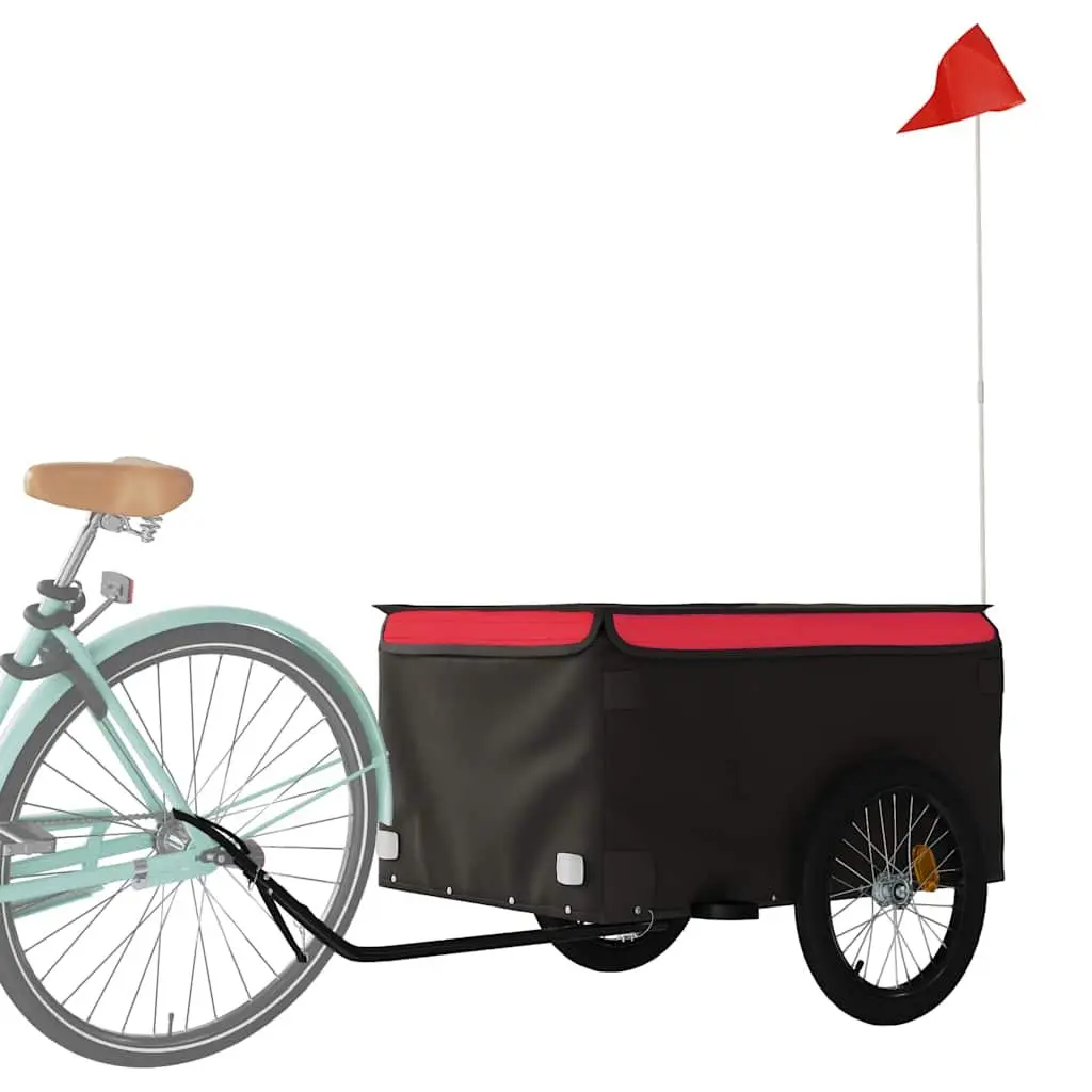 Bike Trailer Black Iron Heavy Duty Cargo Cart Bicycle Hauling Tow Bar Safety