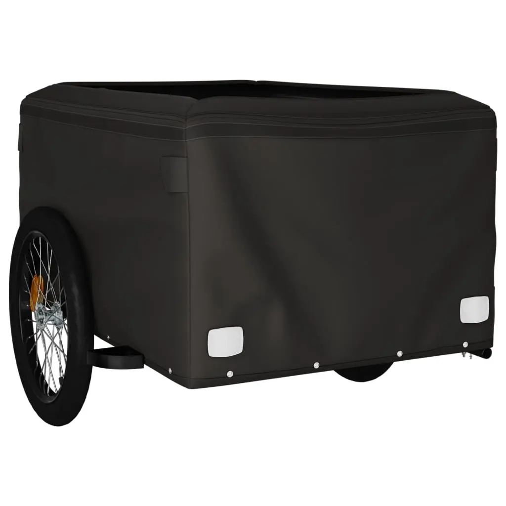 Bike Trailer Black Iron Heavy Duty Cargo Cart Bicycle Hauling Tow Bar Safety