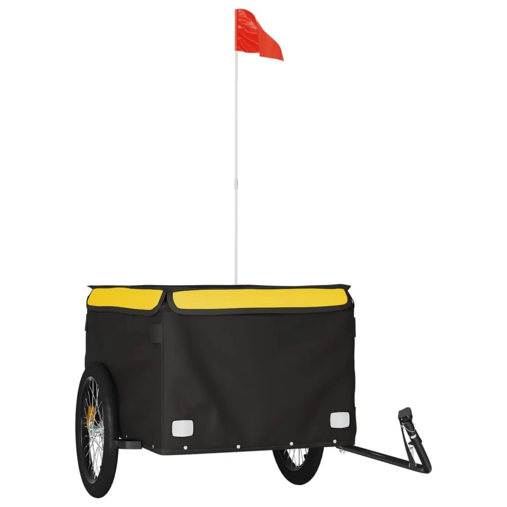 Bicycle Cargo Trailer Iron Durable 45kg Load Capacity Black Yellow