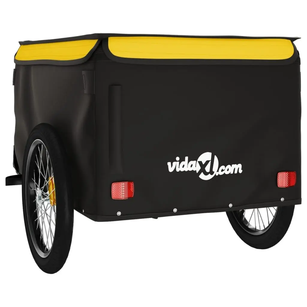 Bicycle Cargo Trailer Iron Durable 45kg Load Capacity Black Yellow