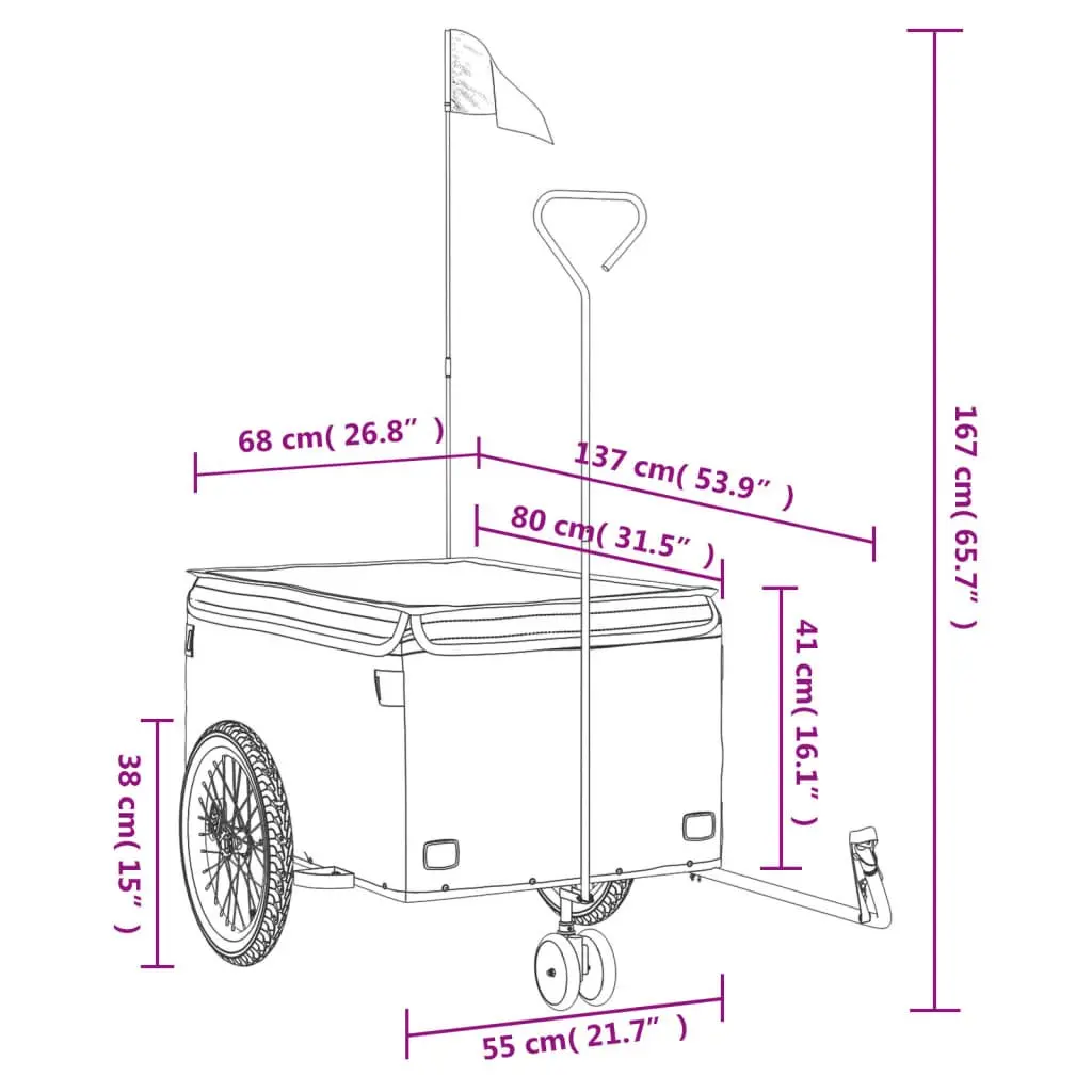 Bike Trailer Iron 45kg Load Capacity Orange Black