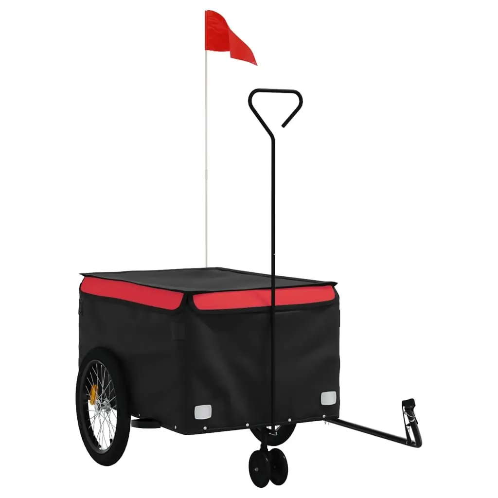 Bicycle Cargo Trailer Heavy Duty Iron Construction 45kg Load Capacity Red