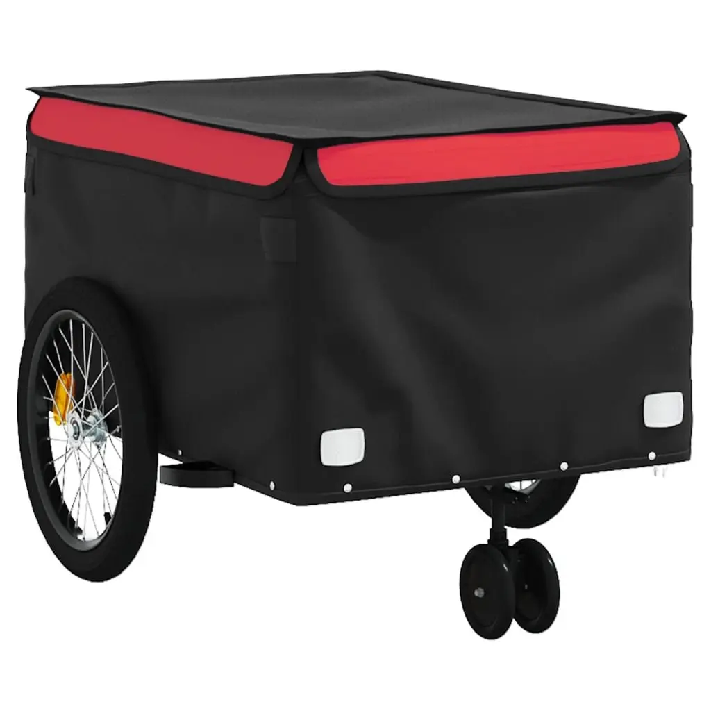 Bicycle Cargo Trailer Heavy Duty Iron Construction 45kg Load Capacity Red