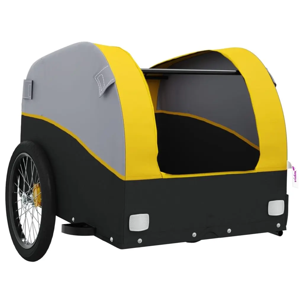 Bike Trailer 30 kg Load Capacity Cargo Cart Bicycle Hauling Yellow Black Iron