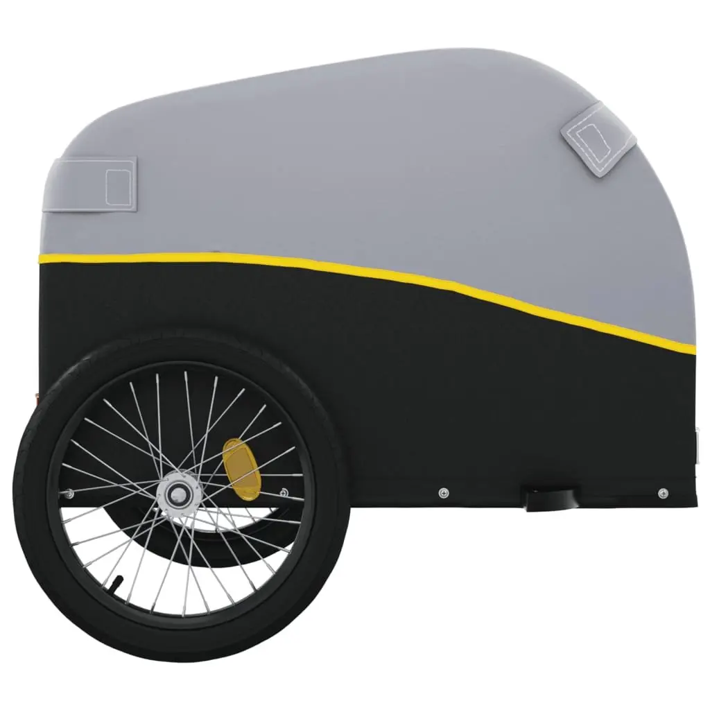 Bike Trailer 30 kg Load Capacity Cargo Cart Bicycle Hauling Yellow Black Iron