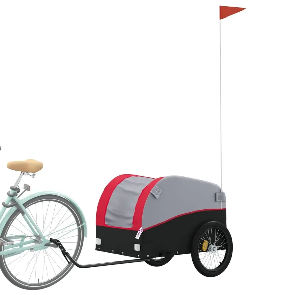 Bike Trailer Heavy Duty Iron Red 45kg Load Cargo Bicycle Cart Tow Bar