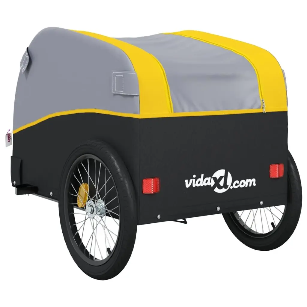 Bike Trailer 45kg Load Capacity Yellow Iron Heavy Duty Cargo Cart Bicycle