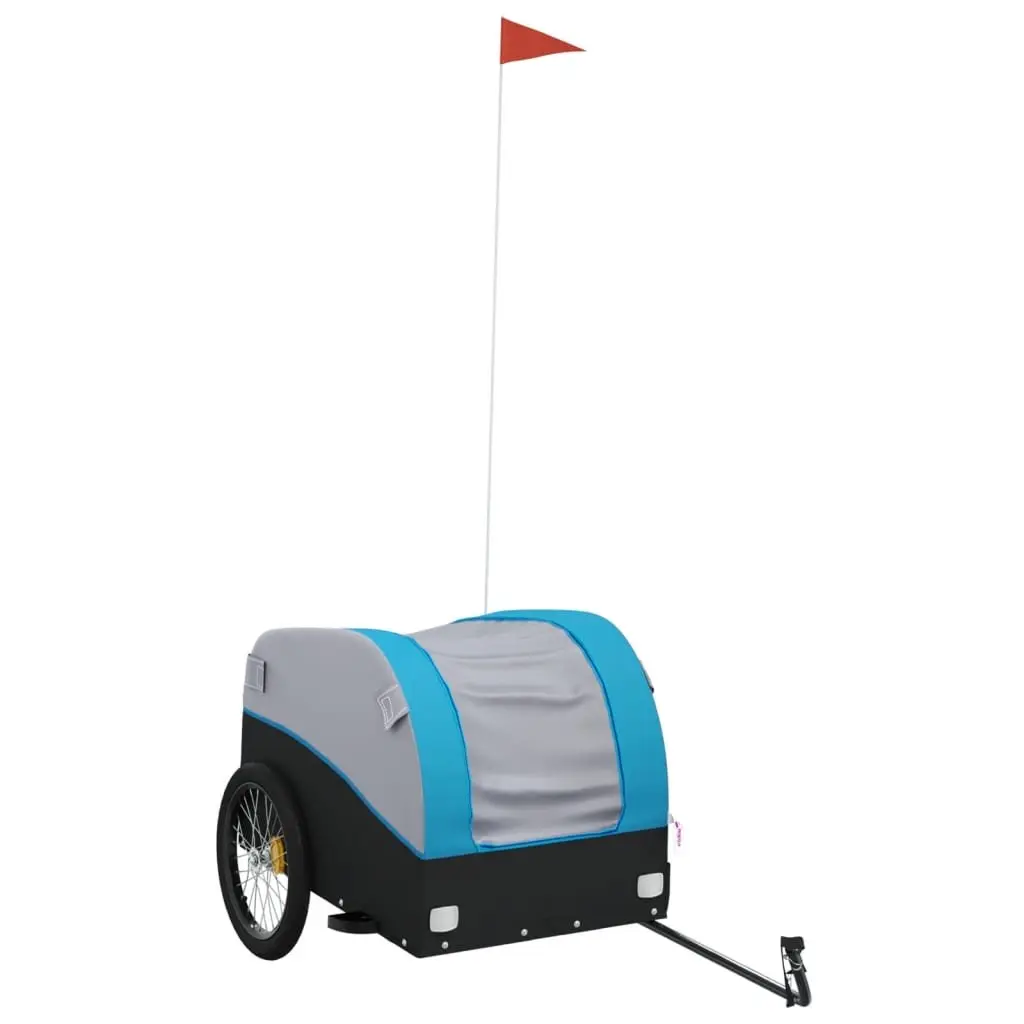 Bike Trailer Iron Frame Blue 45kg Load Capacity Cargo Cart
