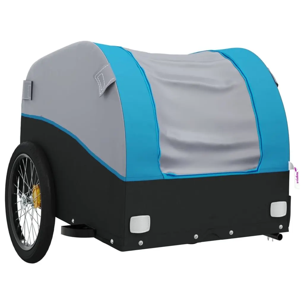 Bike Trailer Iron Frame Blue 45kg Load Capacity Cargo Cart