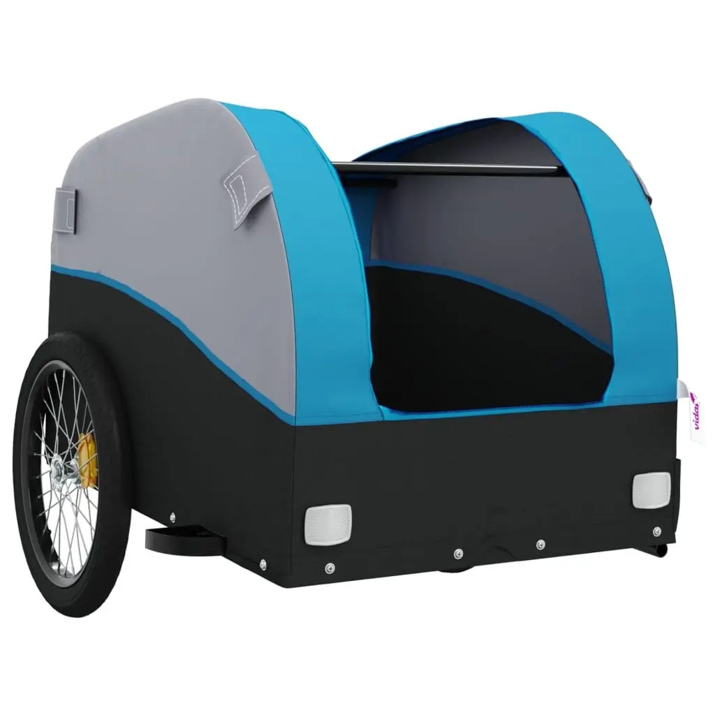 Bike Trailer Iron Frame Blue 45kg Load Capacity Cargo Cart