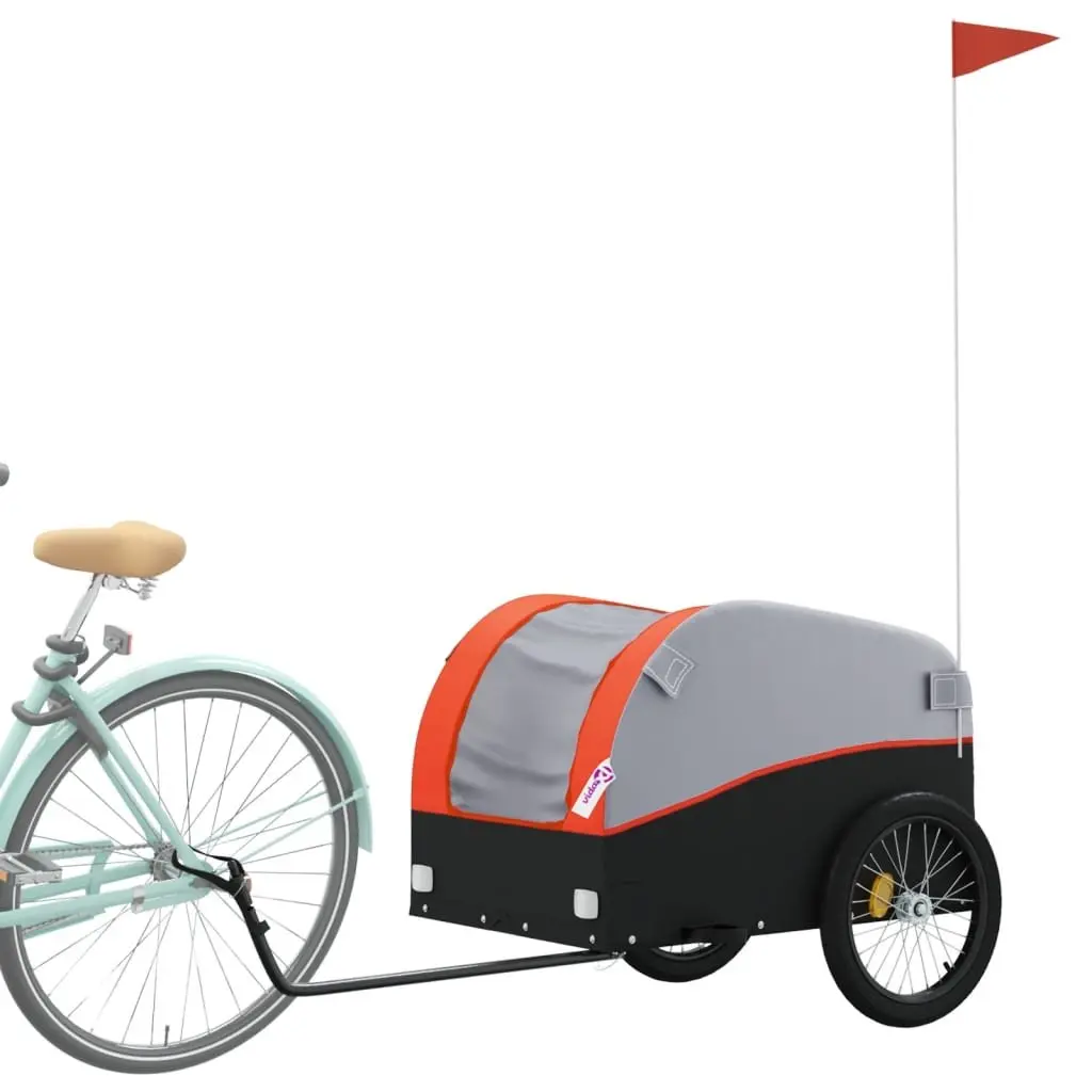 Cycling Cargo Trailer Iron Frame Durable Construction 45kg Load Capacity Orange Black
