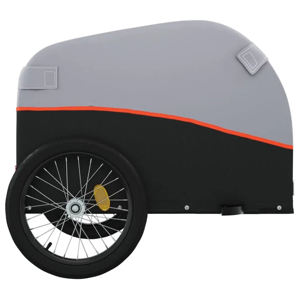 Cycling Cargo Trailer Iron Frame Durable Construction 45kg Load Capacity Orange Black