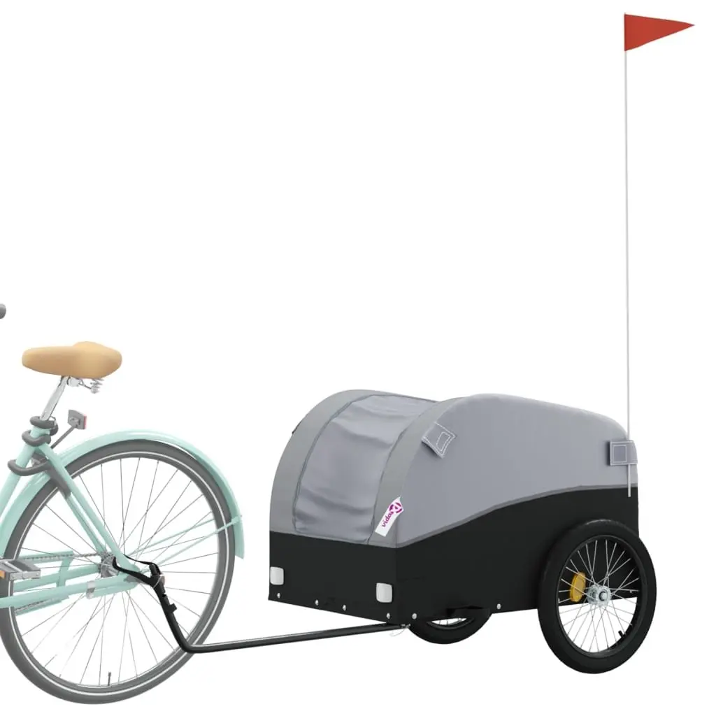 Bike Trailer Iron Grey Heavy Duty Cargo Cart 45kg Load Capacity