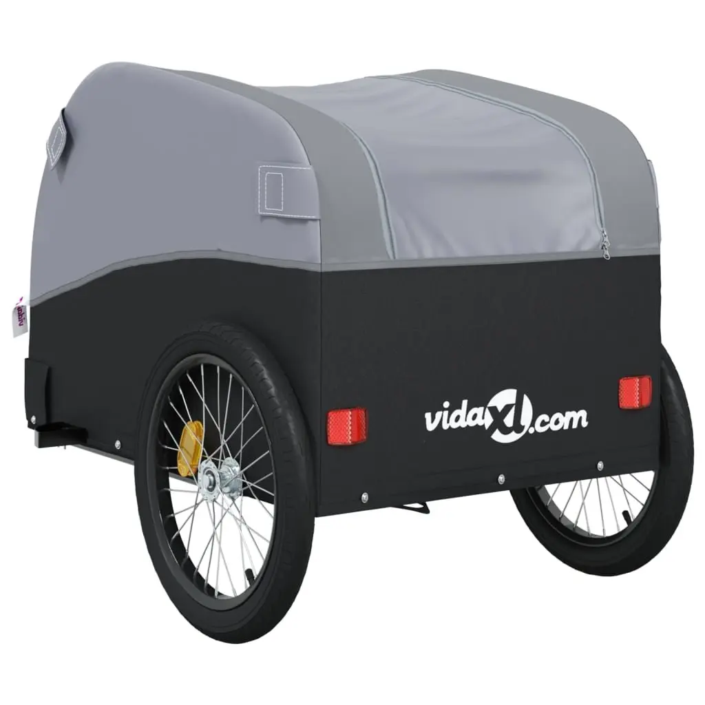 Bike Trailer Iron Grey Heavy Duty Cargo Cart 45kg Load Capacity