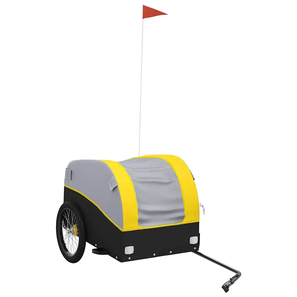 Bike Trailer Iron Yellow 45 kg Load Capacity Cargo Cart Bicycle Hauling