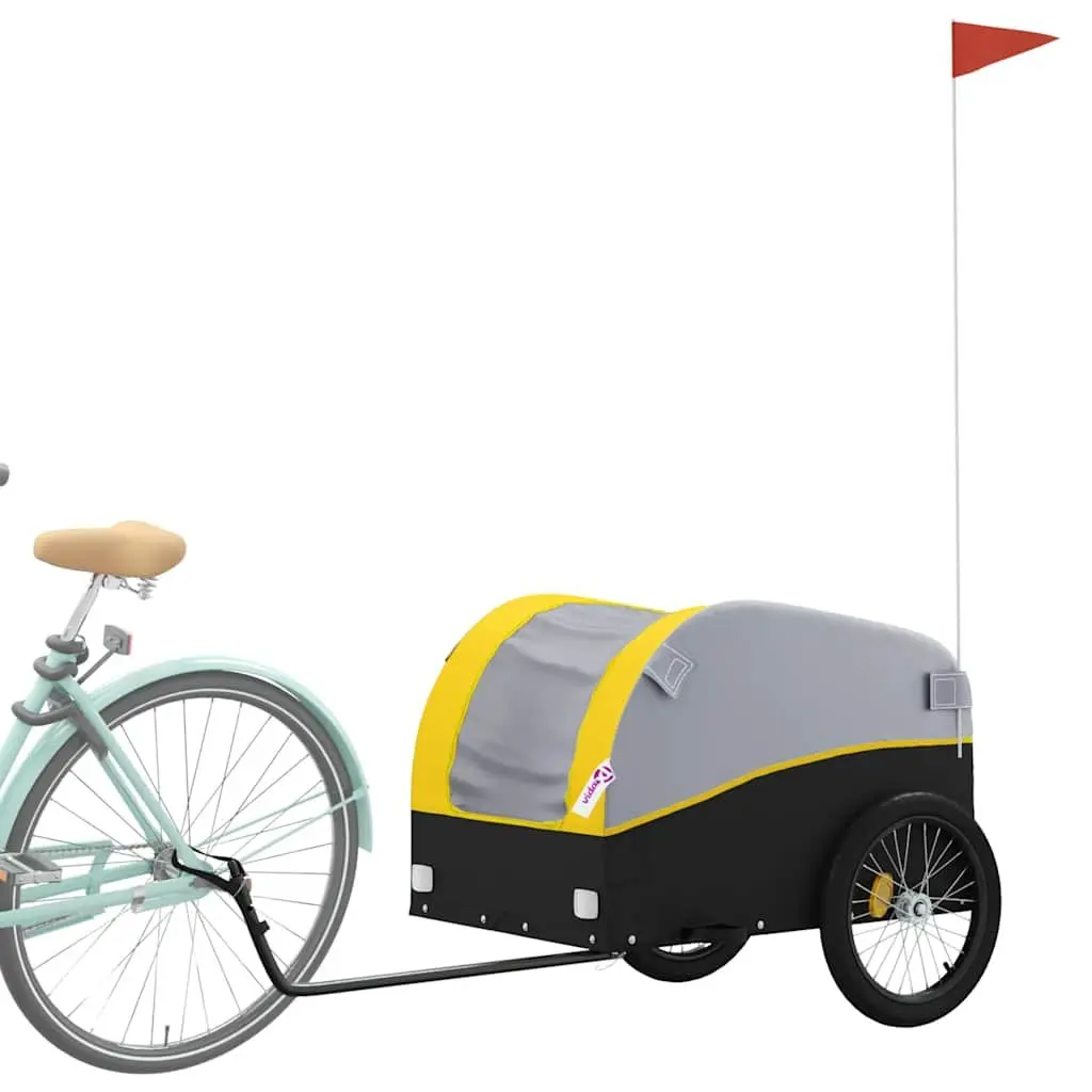 Bike Trailer Iron Yellow 45 kg Load Capacity Cargo Cart Bicycle Hauling