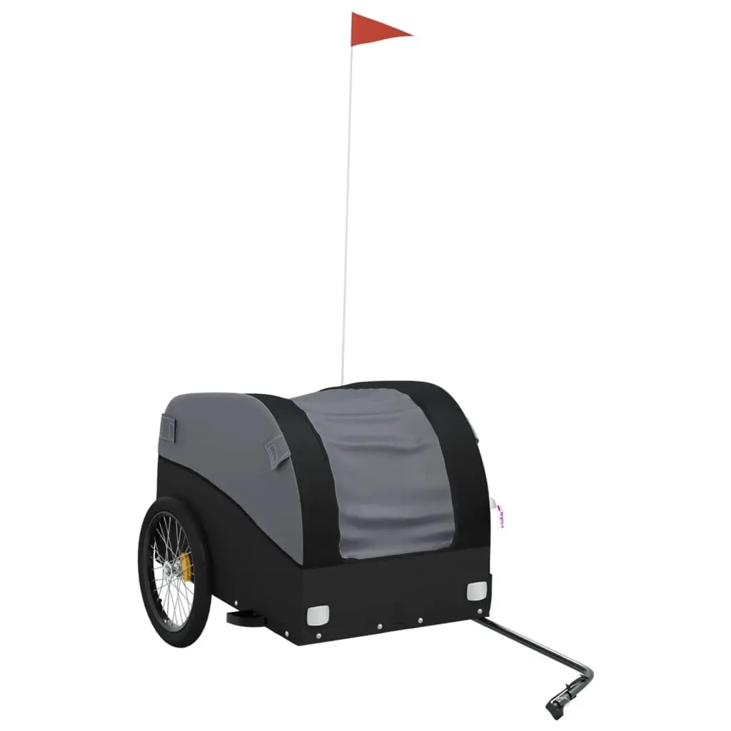 Bike Trailer Heavy Duty Black 45kg Cargo Cart with Tow Bar and Safety Flag