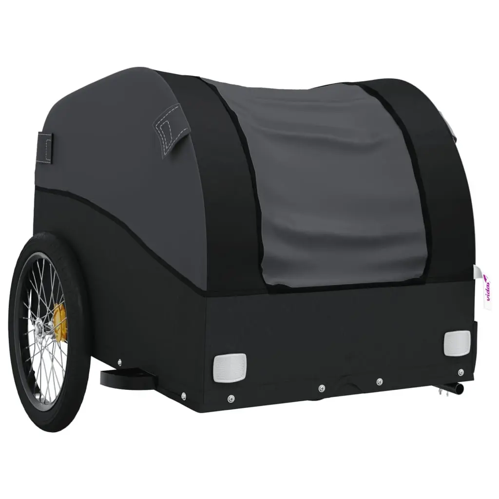Bike Trailer Heavy Duty Black 45kg Cargo Cart with Tow Bar and Safety Flag