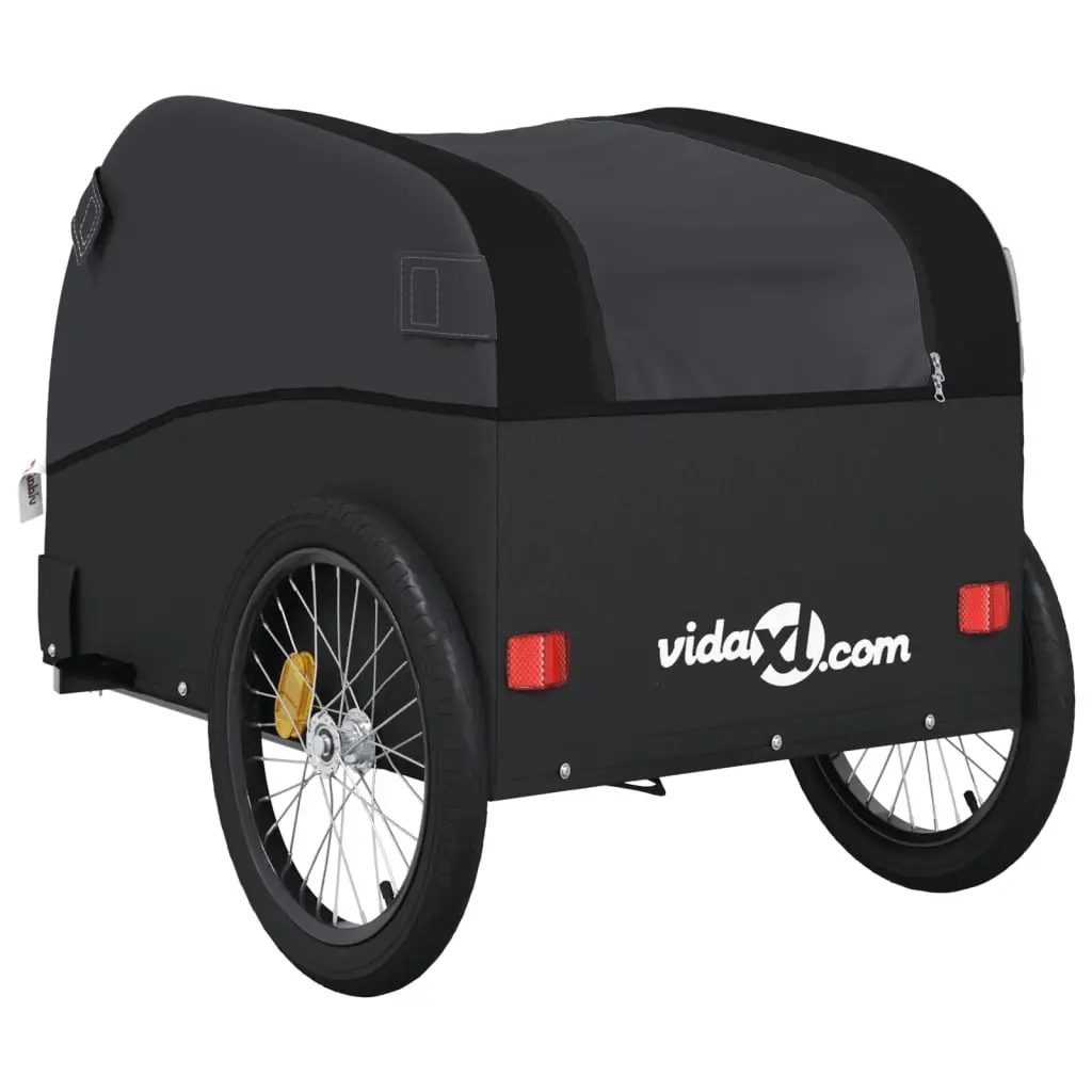 Bike Trailer Heavy Duty Black 45kg Cargo Cart with Tow Bar and Safety Flag