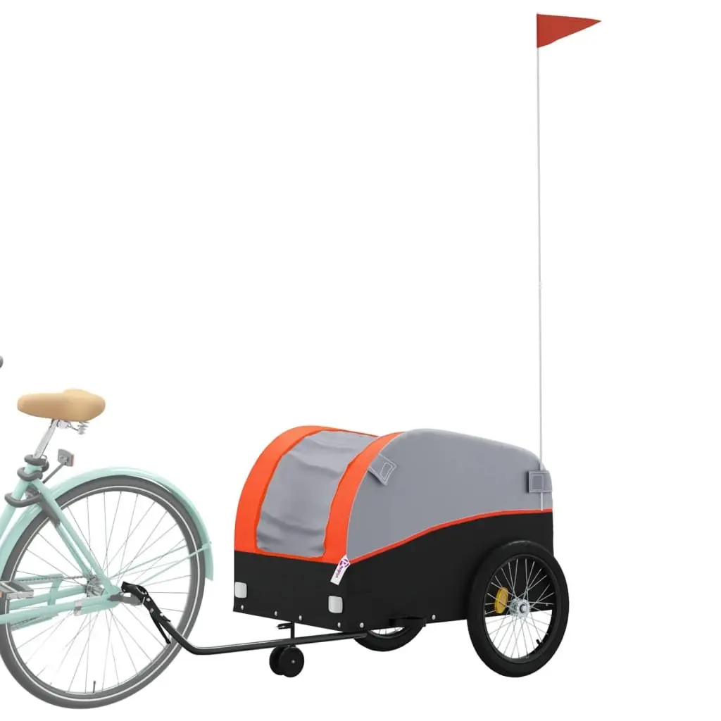 Bike Trailer Iron 45 kg Load Capacity Orange Cargo Cart Bicycle Hauling