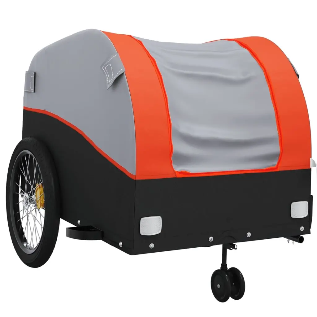 Bike Trailer Iron 45 kg Load Capacity Orange Cargo Cart Bicycle Hauling