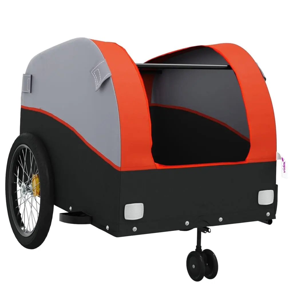 Bike Trailer Iron 45 kg Load Capacity Orange Cargo Cart Bicycle Hauling