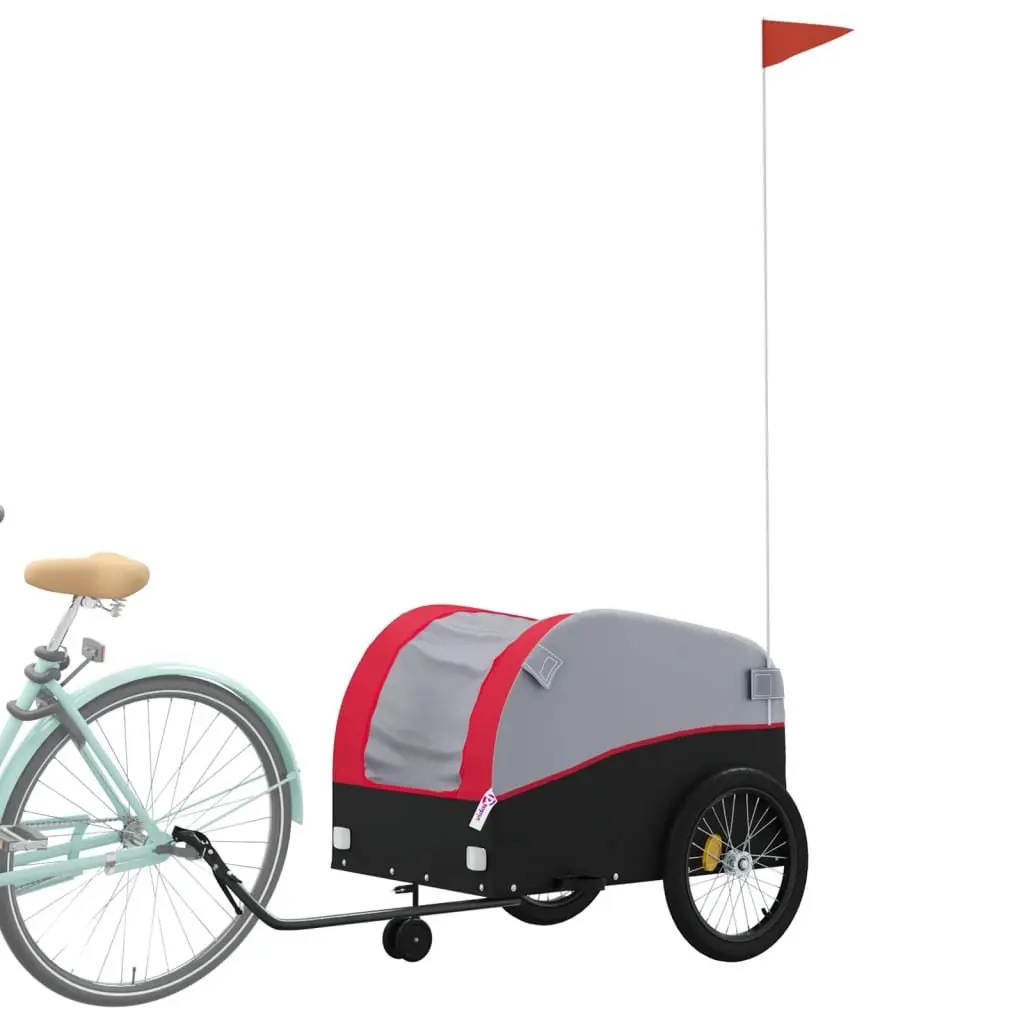 Heavy Duty Bike Trailer Cargo Transport Iron Red 45kg Load Capacity