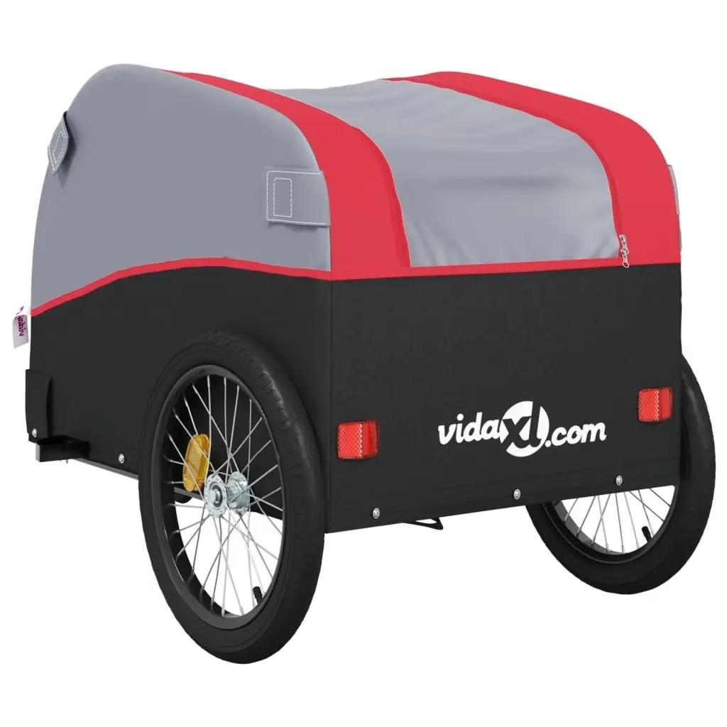 Heavy Duty Bike Trailer Cargo Transport Iron Red 45kg Load Capacity