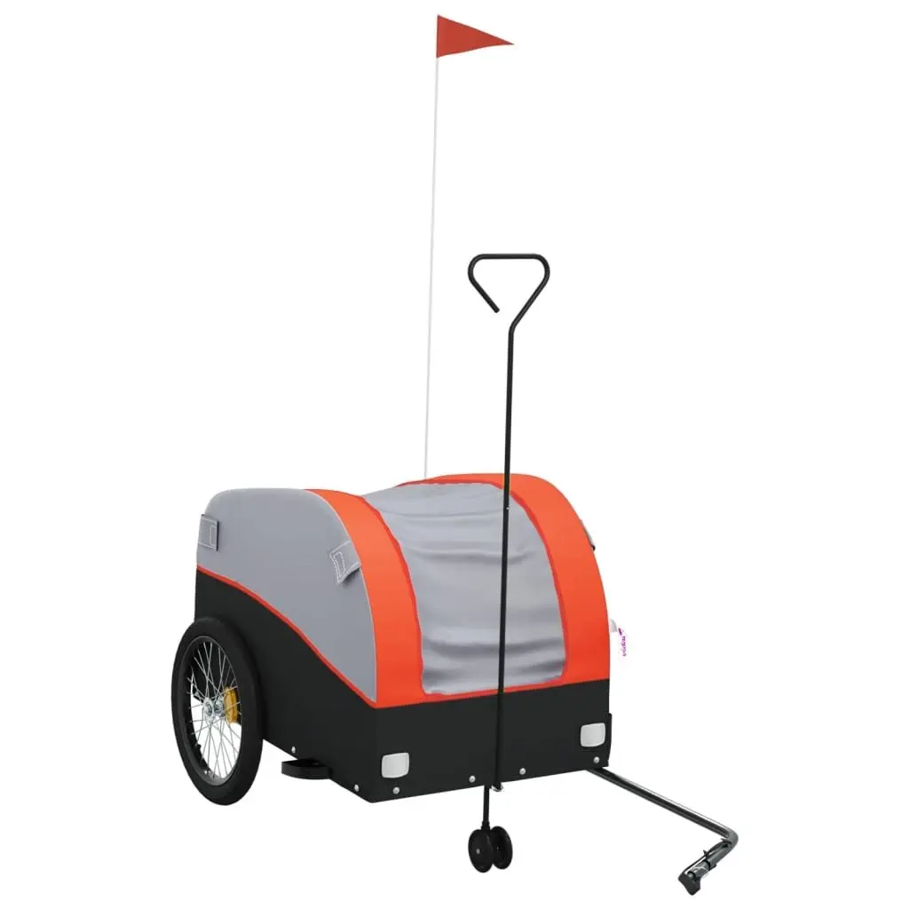 Bike Trailer Orange Iron 45kg Load Capacity Bicycle Cargo Hauling Cart Tow Bar
