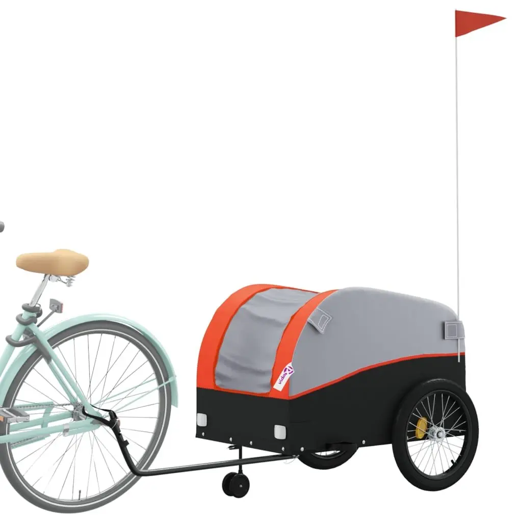 Bike Trailer Orange Iron 45kg Load Capacity Bicycle Cargo Hauling Cart Tow Bar