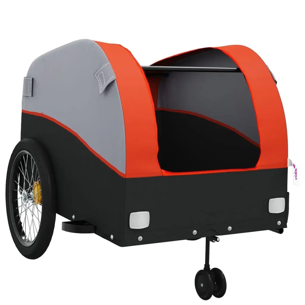 Bike Trailer Orange Iron 45kg Load Capacity Bicycle Cargo Hauling Cart Tow Bar