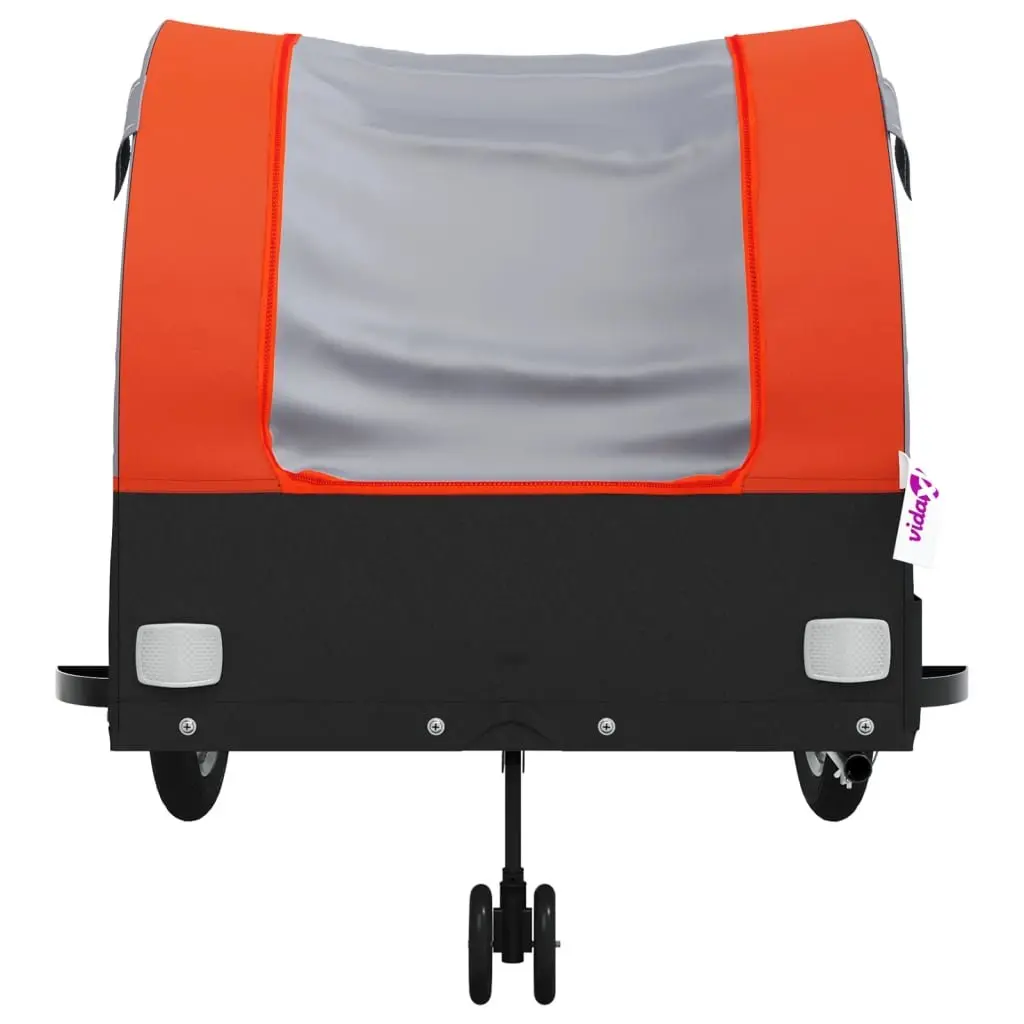 Bike Trailer Orange Iron 45kg Load Capacity Bicycle Cargo Hauling Cart Tow Bar