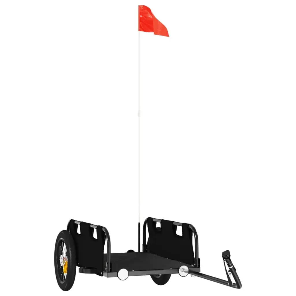 Bike Trailer Black Cargo Cart Bicycle Attachment Outdoor Transport Storage