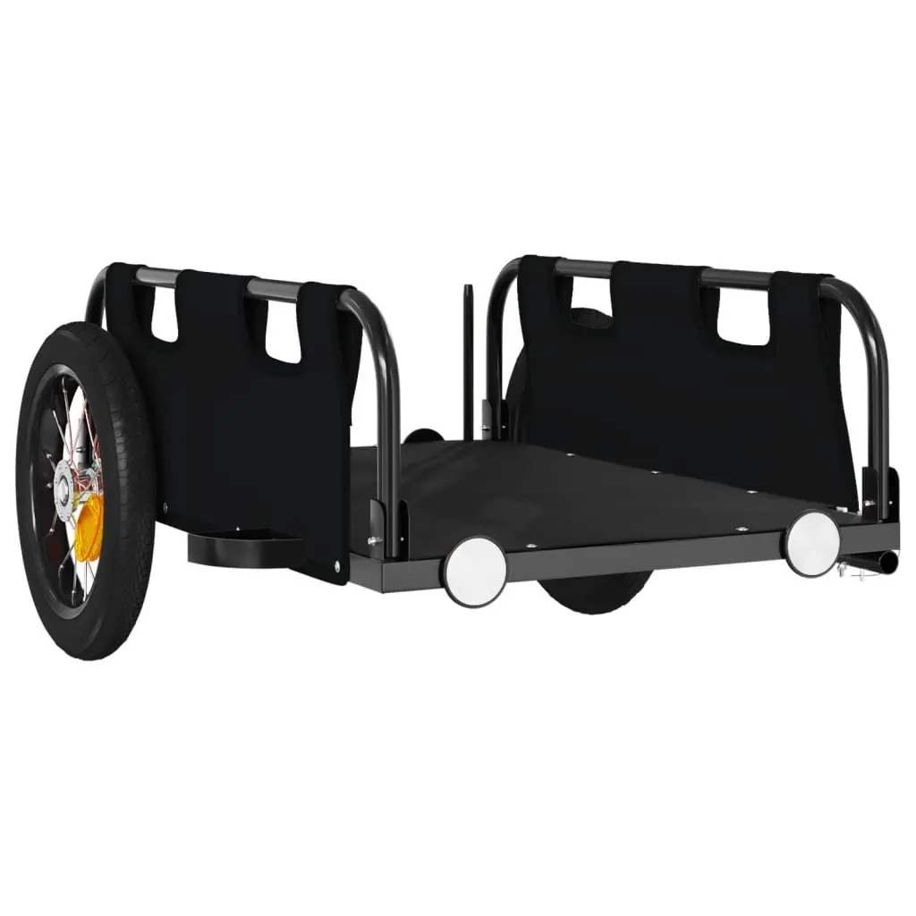 Bike Trailer Black Cargo Cart Bicycle Attachment Outdoor Transport Storage