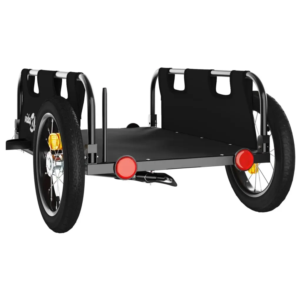 Bike Trailer Black Cargo Cart Bicycle Attachment Outdoor Transport Storage