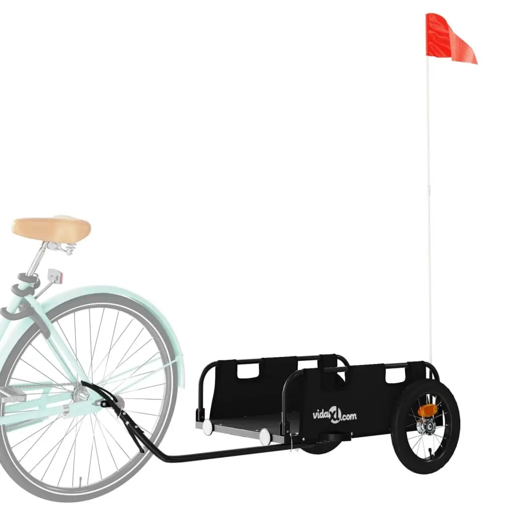 Bike Trailer Black Cargo Cart Bicycle Attachment Outdoor Transport Storage