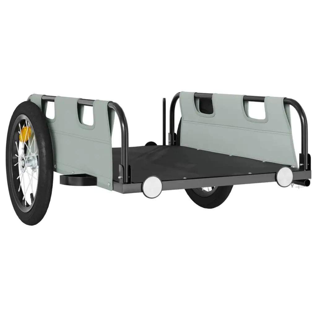 Bike Trailer Grey Oxford Fabric Cargo Cart Iron Frame