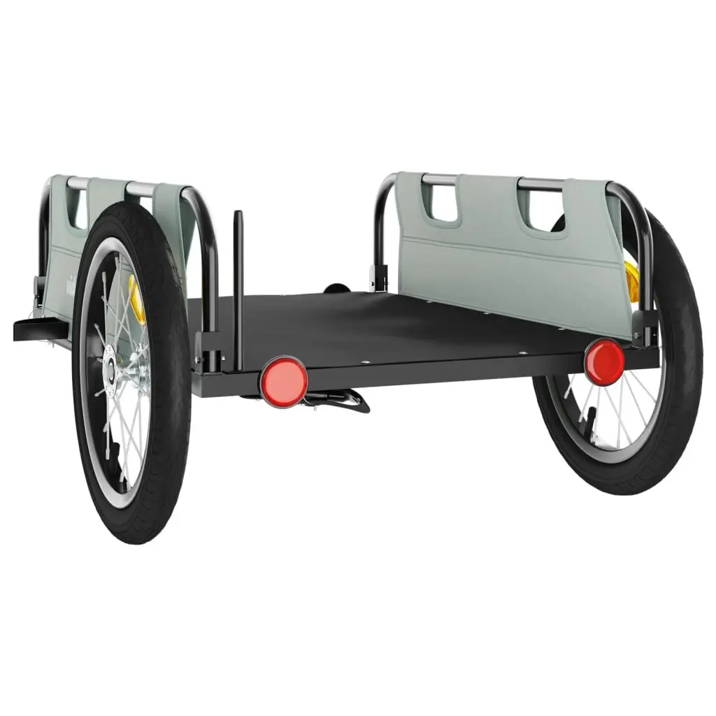 Bike Trailer Grey Oxford Fabric Cargo Cart Iron Frame