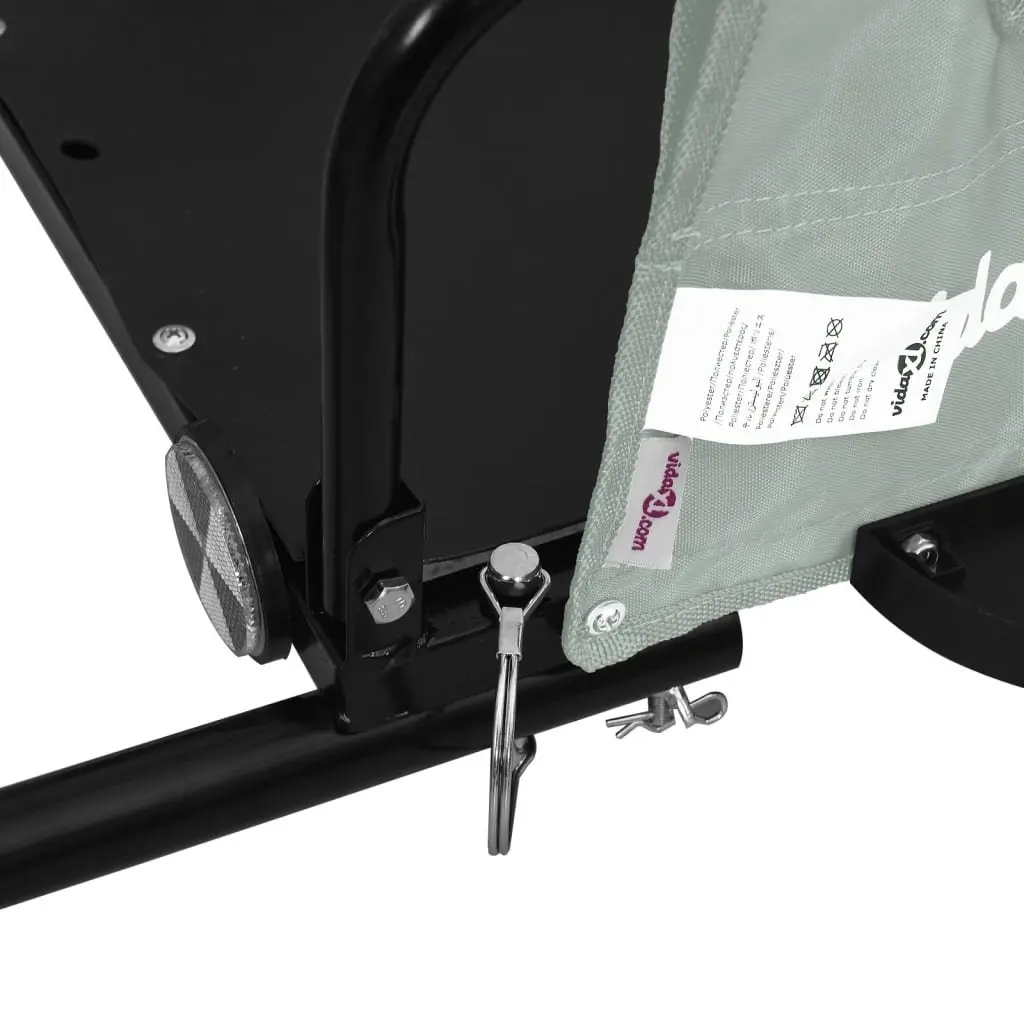 Bike Trailer Grey Oxford Fabric Cargo Cart Iron Frame