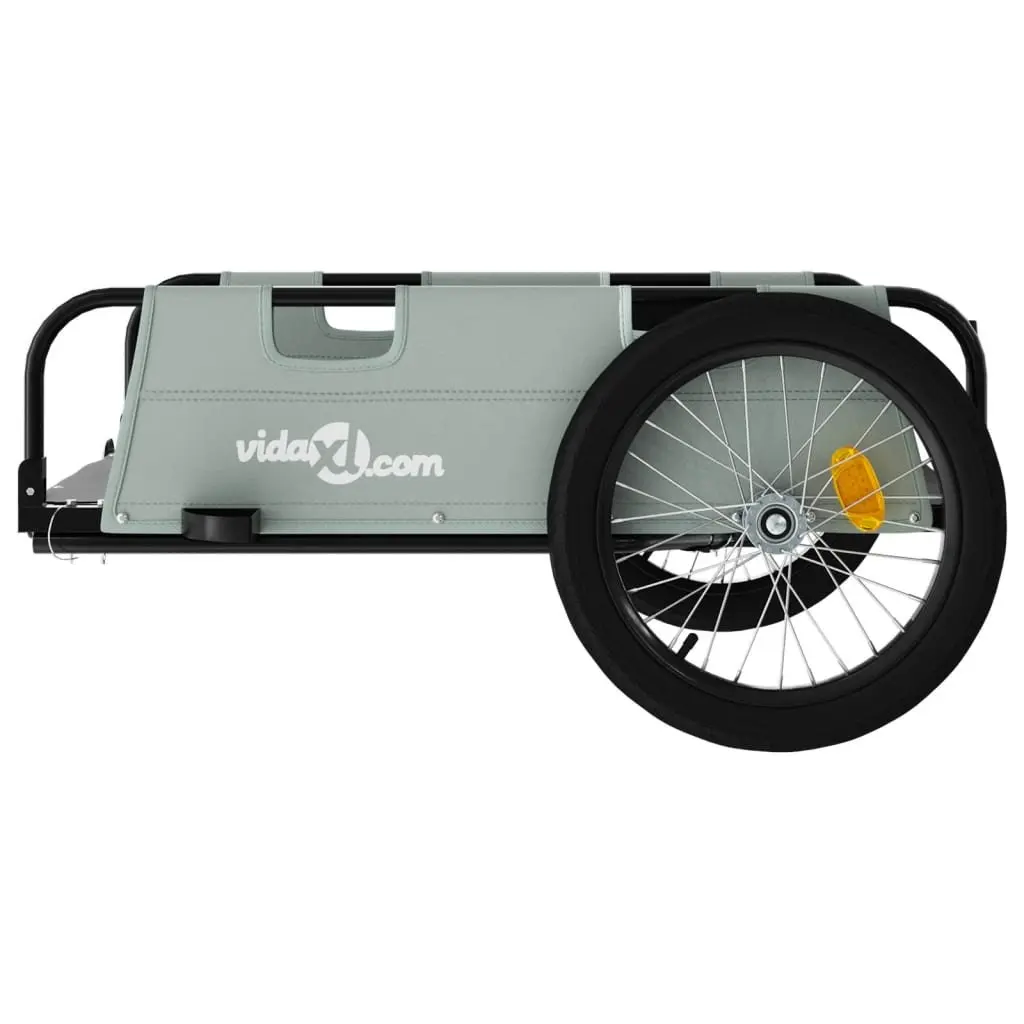Bicycle Trailer Durable Oxford Fabric Lightweight Grey Two Wheels Powder-Coated Iron Frame Reflectors Traffic Flag