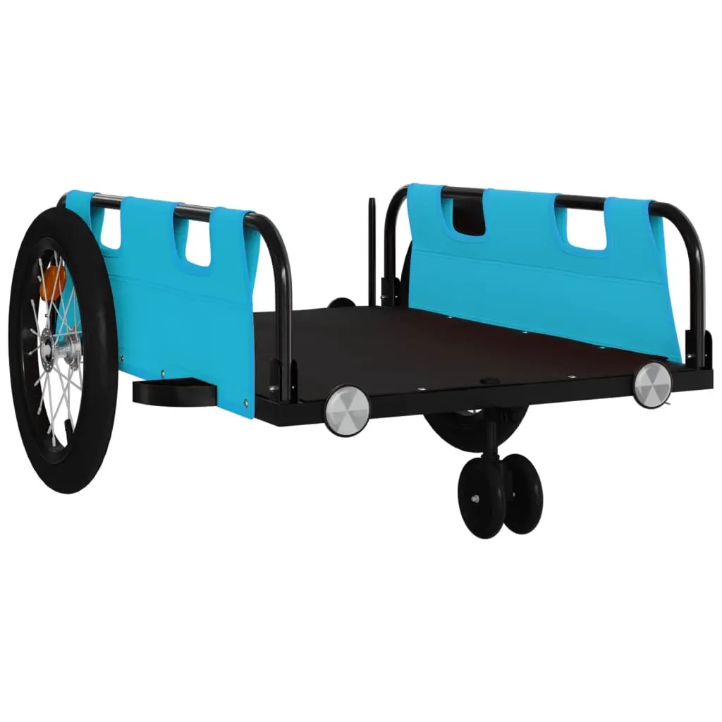 Bike Trailer Blue Oxford Fabric Sturdy Iron Frame Cargo Cart