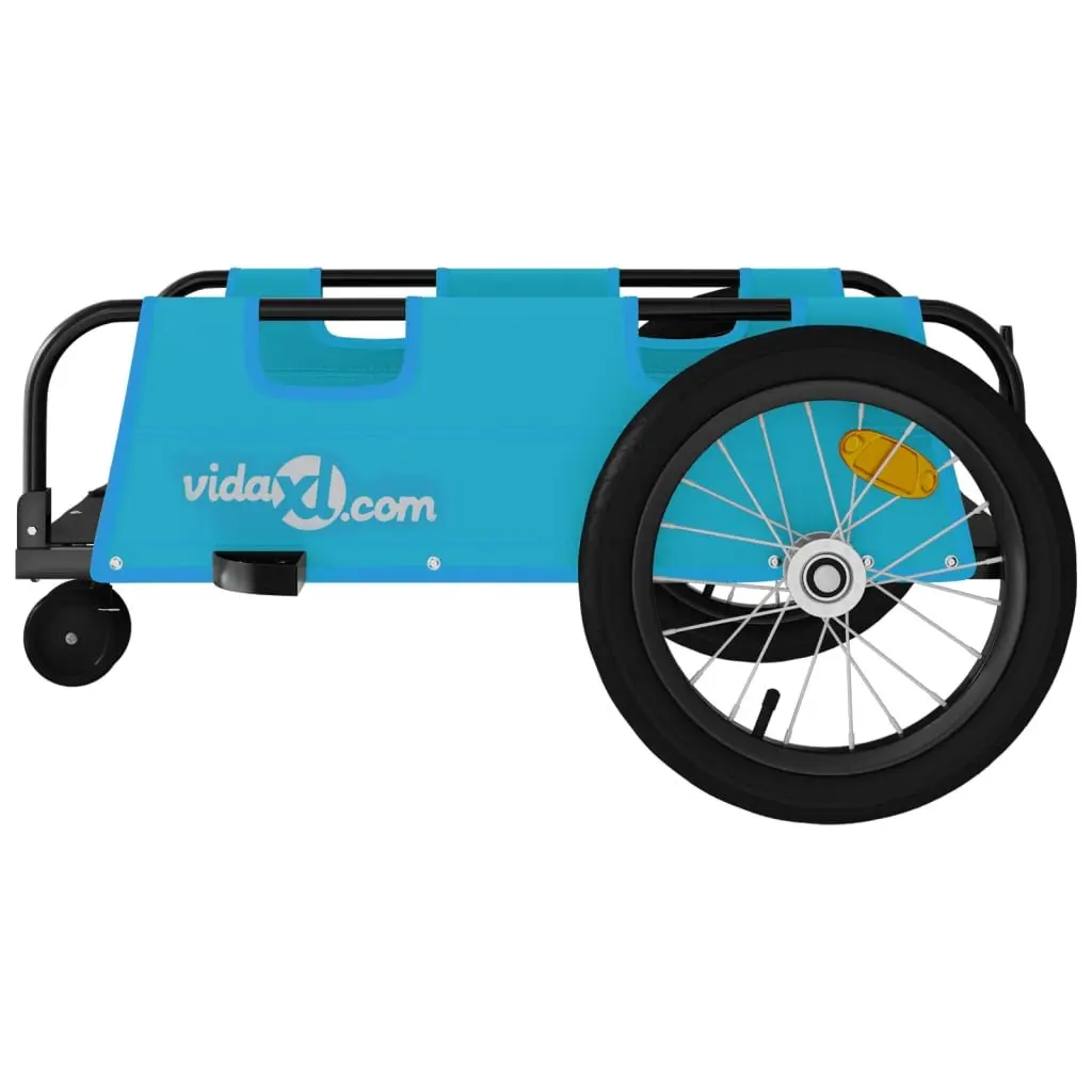 Bike Trailer Blue Oxford Fabric Sturdy Iron Frame Cargo Cart