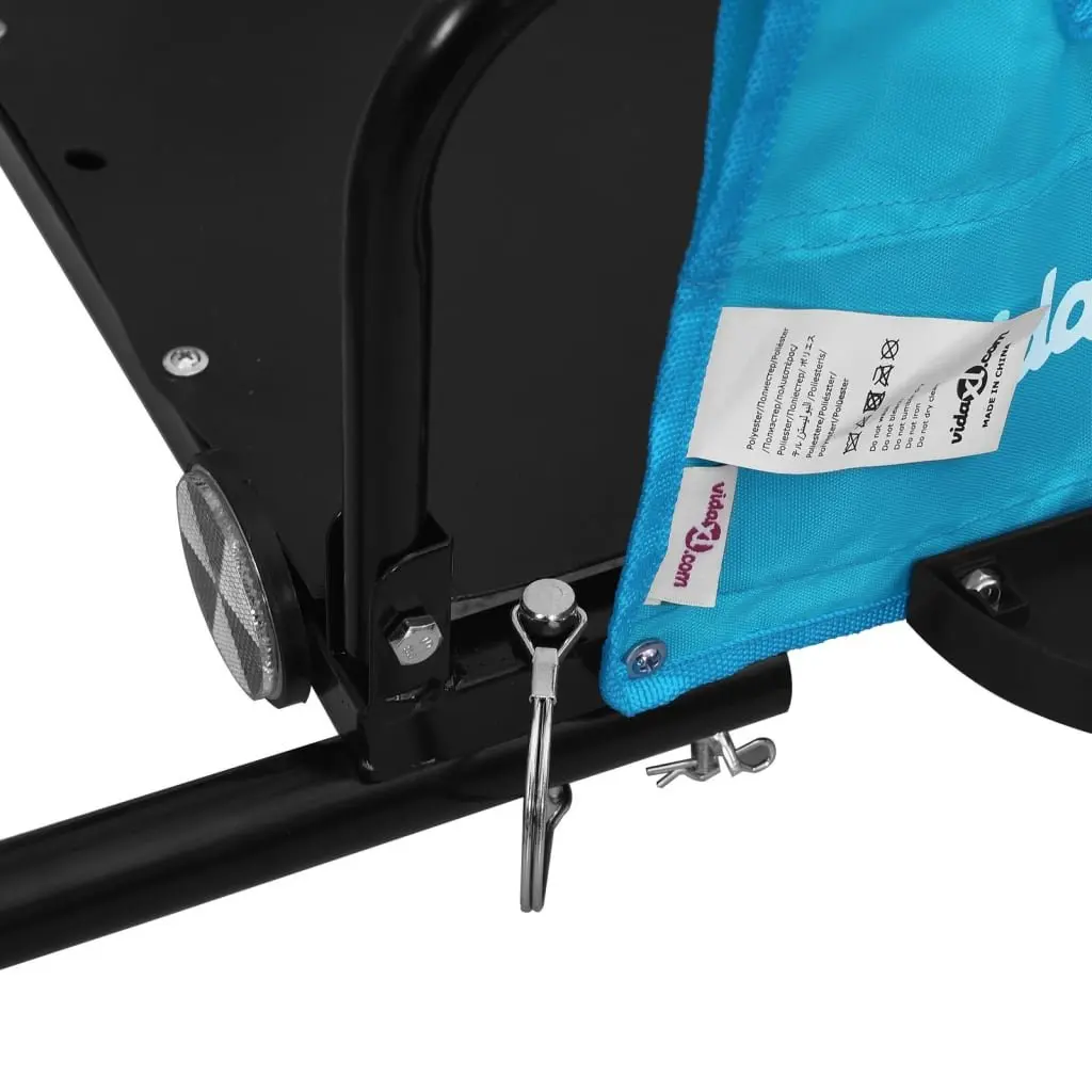 Bike Trailer Blue Oxford Fabric Sturdy Iron Frame Cargo Cart