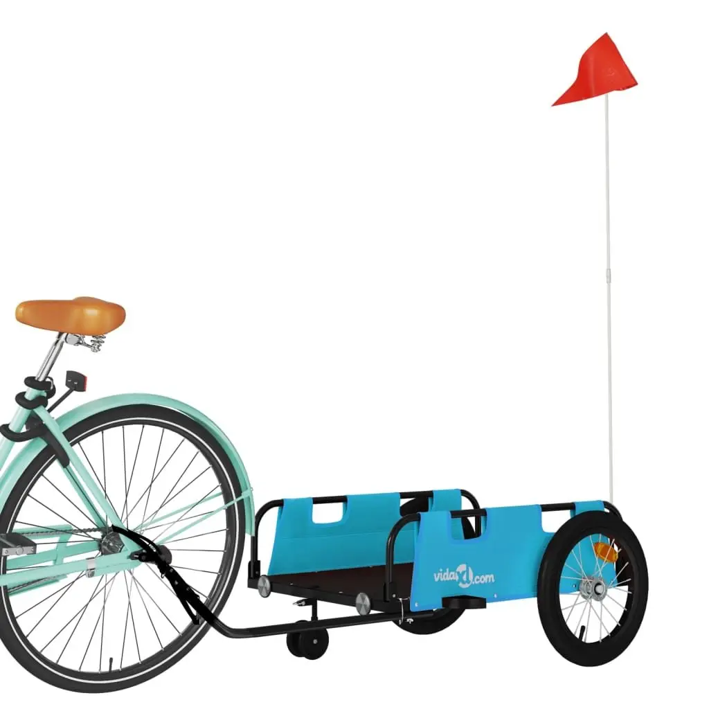 Bike Trailer Blue Oxford Fabric Sturdy Iron Frame Cargo Cart