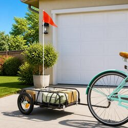 Bike Trailer Black Iron Heavy Duty Cargo Cart Bicycle Hauling Transporting Goods