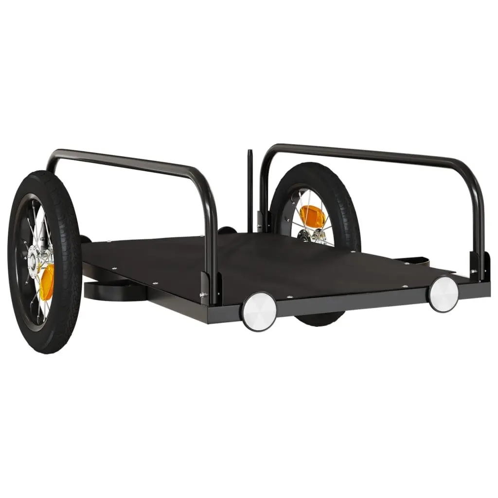 Bike Trailer Black Iron Heavy Duty Cargo Cart Bicycle Hauling Transporting Goods