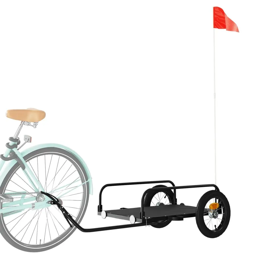 Bike Trailer Black Iron Heavy Duty Cargo Cart Bicycle Hauling Transporting Goods