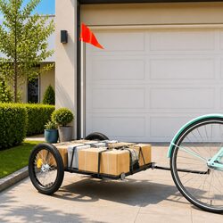 Bicycle Cargo Trailer Black Bike Transport Cart Carrier Sporting Goods