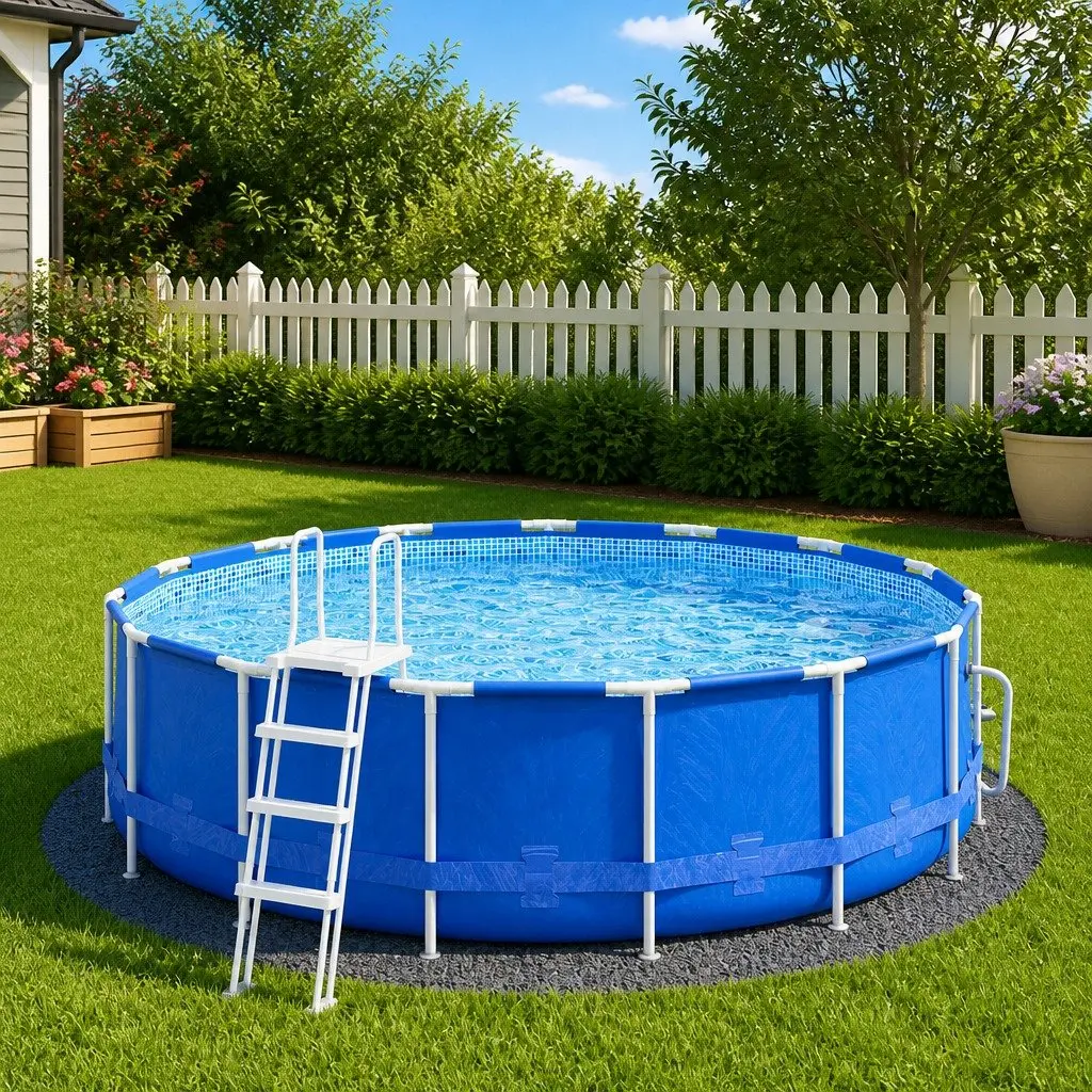 Pool Ground Cloth Round Protective Geotextile Underlay Mat Light Grey 306cm