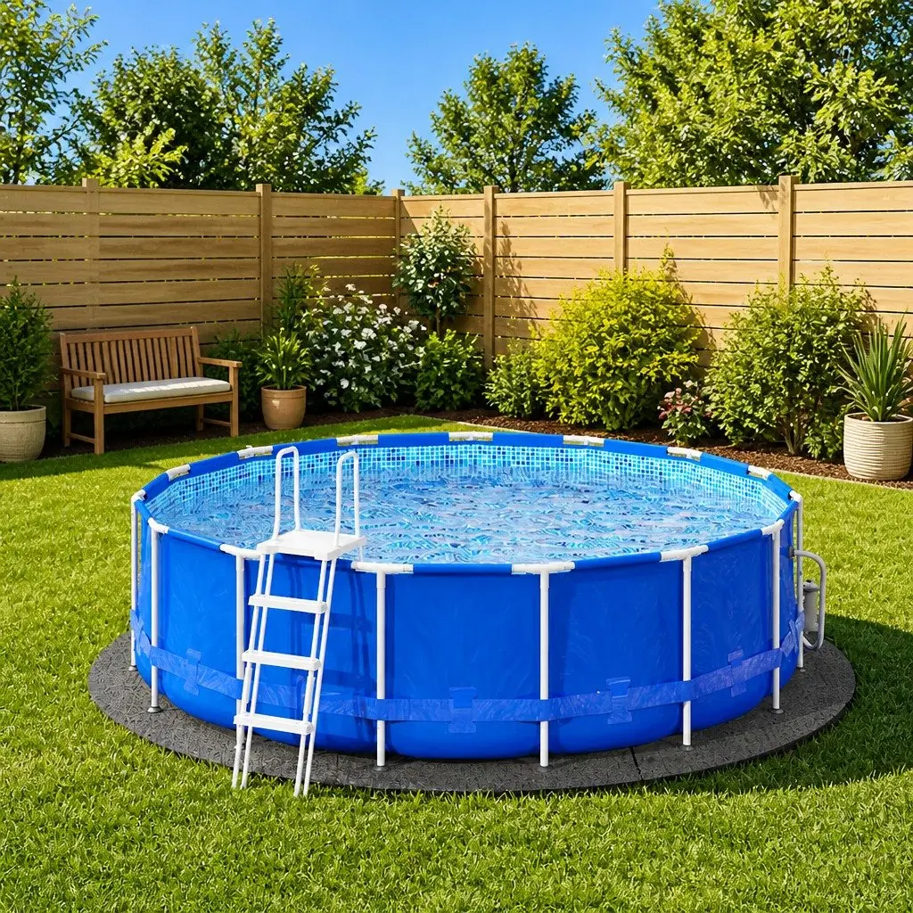 Pool Ground Cloth Light Grey Ø366 cm Polyester Geotextile Protective Liner Mat